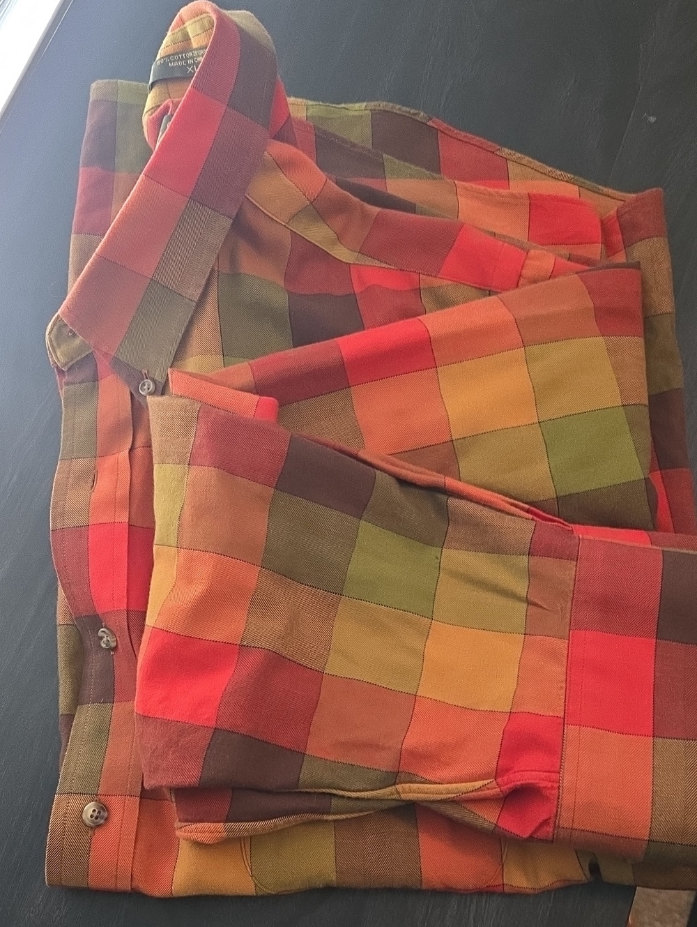 Orvis Signature Collection Plaid Button-Down Shirt Sz XL 80% Cotton/20% Wool